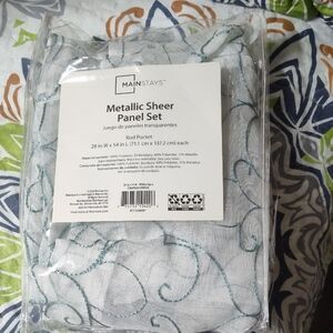 Mainstays Sheer Panel Set with Metallic Swirls